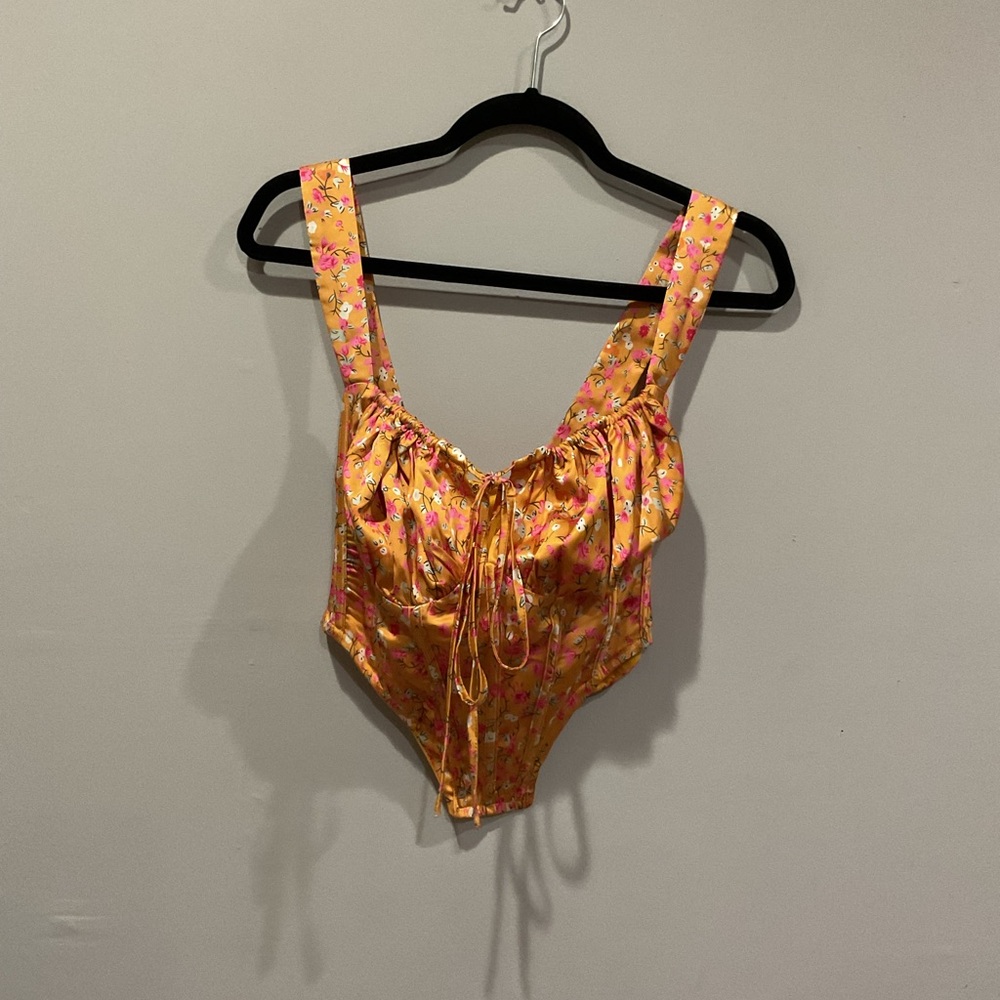 Floral Satin Corset Top